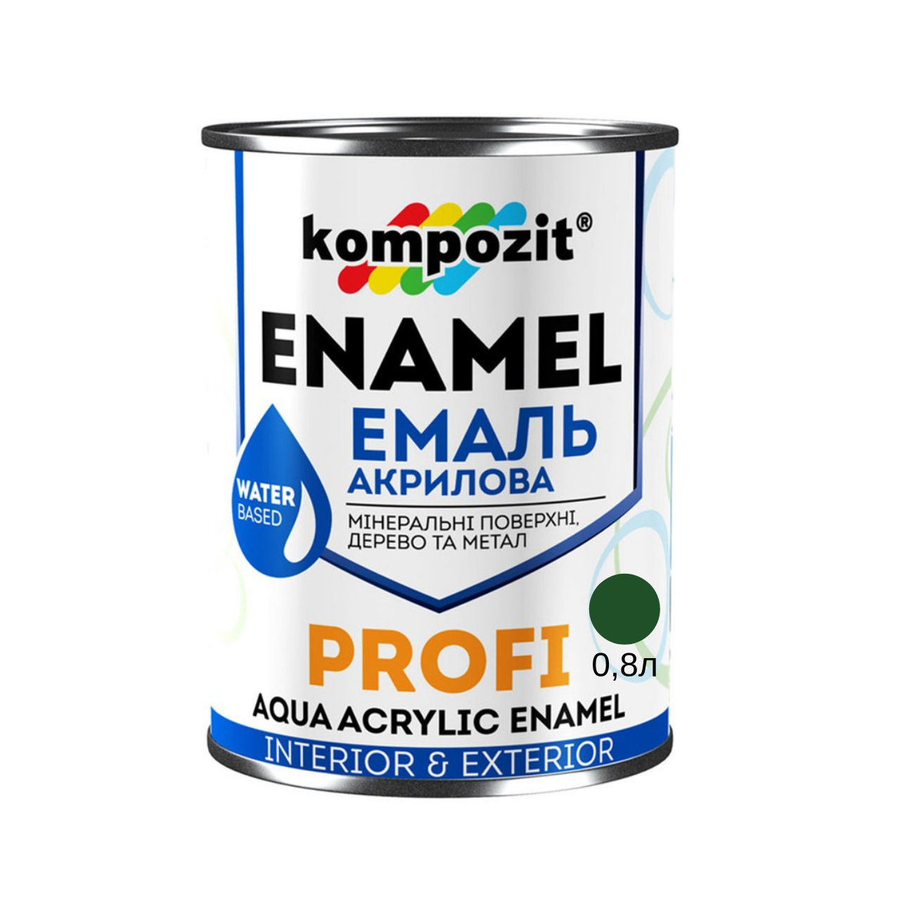 Акрилова емаль Kompozit Profi зелений глянець 0.7л