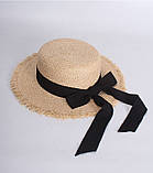 Женская шляпка канотье с белой ленточкой, фото 2