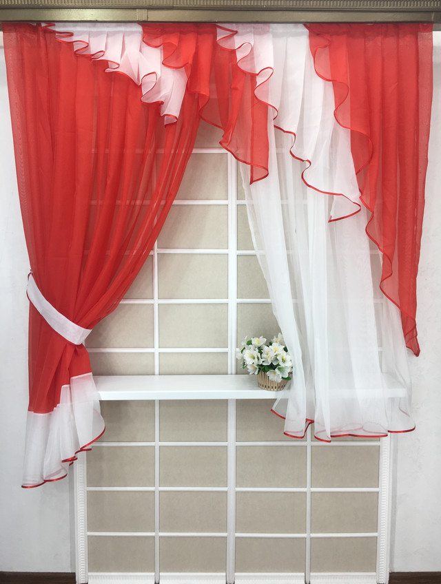 Кухонная тюль готовая недорого, Джабо, Резетка, Альбо, Мир штор, готовые шторы, готовые шторы в кухню