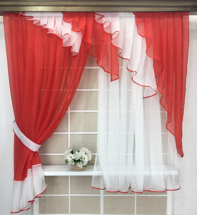 Кухонная тюль готовая недорого, Джабо, Резетка, Альбо, Мир штор, готовые шторы, готовые шторы в кухню