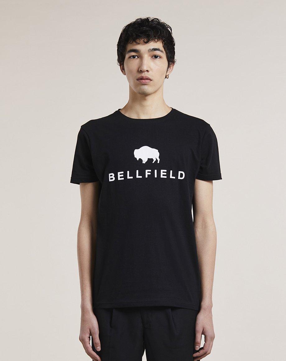 Чоловіча футболка Bellfield - Чорна з принтом логотип (чоловіча футболка)