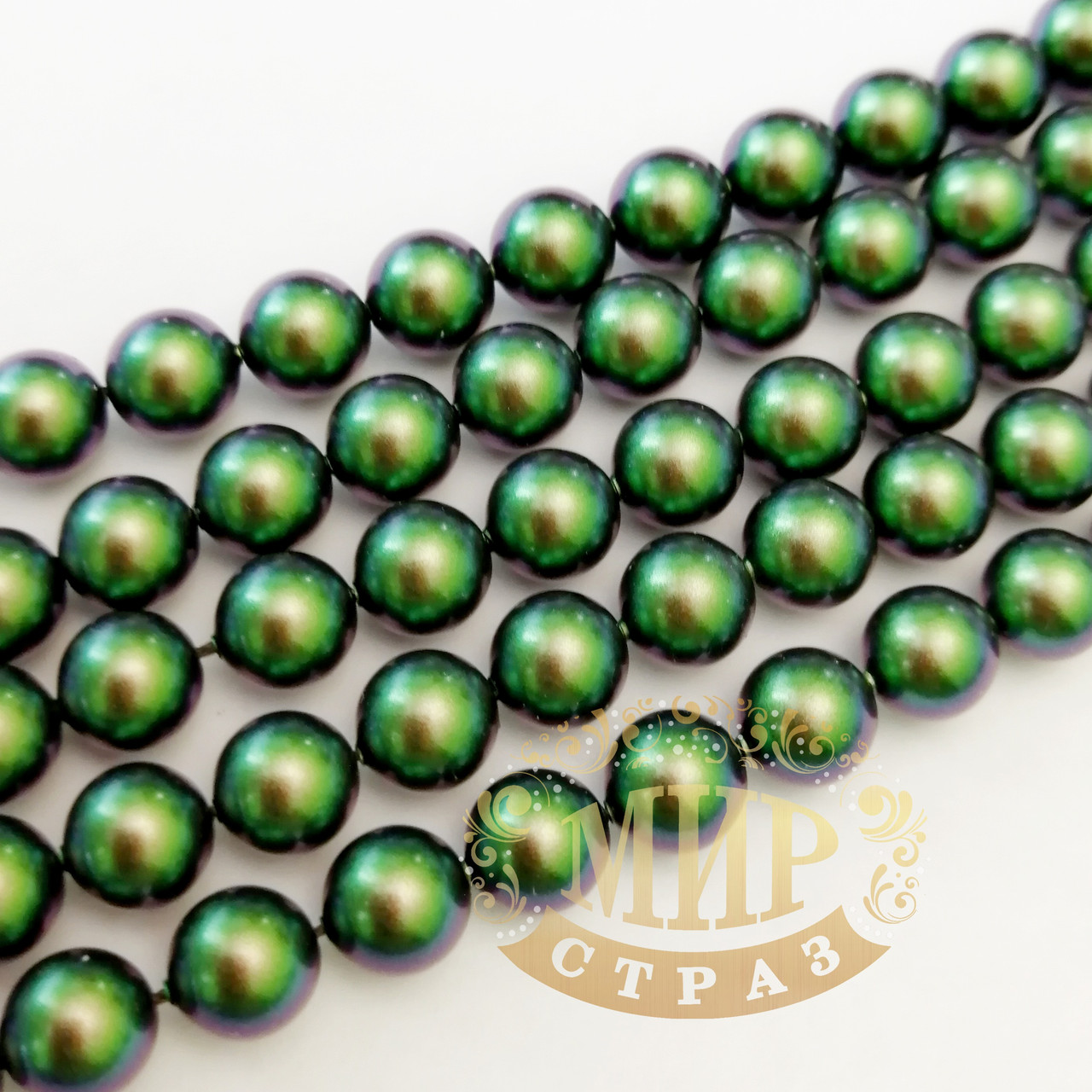 Жемчужная бусина Swarovski, цвет Crystal Scarabaeus Green Pearl, (выберите размер) 1 шт - фото 1 - id-p961443694