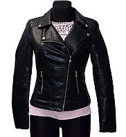 Куртка жіноча демісезонна чорна. Екошкіра