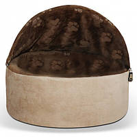 Будиночок-лежак для кішок і собак K&H Kitty Hooded самосогревающийся 40,5х40,5х32 см жовто-коричневий