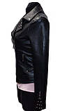 Куртка жіноча демісезонна чорна. Екошкіра, фото 2