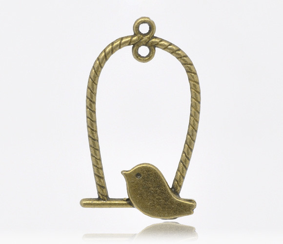 Конектор, підвіска, Антична бронза, " Пташка ", Жердинка, 31 mm x 18 mm, фото 1