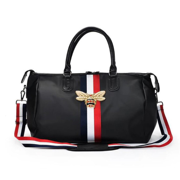 Спортивна Сумка дорожня для фітнесу, подорожей водонепроникна в стилі Gucci Гучи, розмір S (чорна)