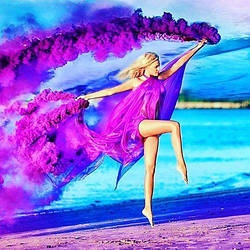 Ручний фіолетовий кольоровий дим, димова шашка, довга рукоятка, 60 секунд, Кольорові димові шашки