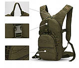 Тактичний велосипедний рюкзак TacticBag B10 зелений оливковий, 15 л, фото 3