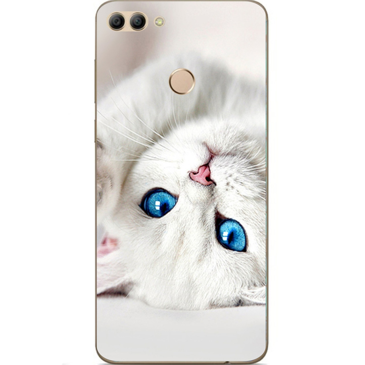 Силіконовий чохол бампер для Huawei Y9 2018 з картинкою Білий котик