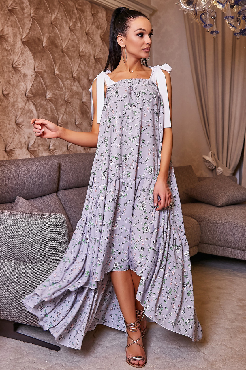 ✔️ Жіночий літній сарафан вільний 42-52 розміру сіре, фото 1