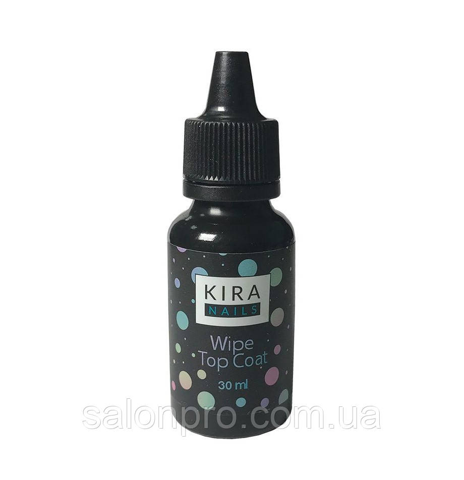 Kira Nails Wipe Top Coat - закріплювач для гель-лаку з липким шаром, без пензля, 30 мл