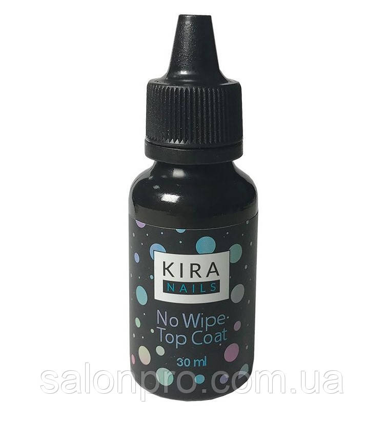 Kira Nails No Wipe Top Coat - закріплювач для гель-лаку без липкого шару, без кисті, 30 мл