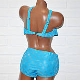 Блакитний жіночий купальник, зі сріблястим блиском, великий 62 розмір (8XL), роздільний, без кісточок, фото 5