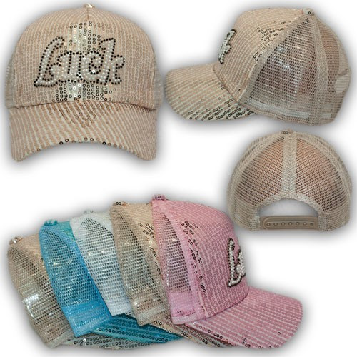 Кепка з паєтками та сіткою, р. 50, фото 1