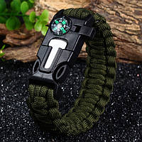 Браслет Paracord Flint-Fire + compass green