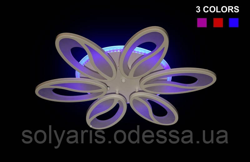 Стельова LED-люстра з діммером і підсвічуванням, 105W 5565/6 LED 3color dimmer (чорна,біла,)