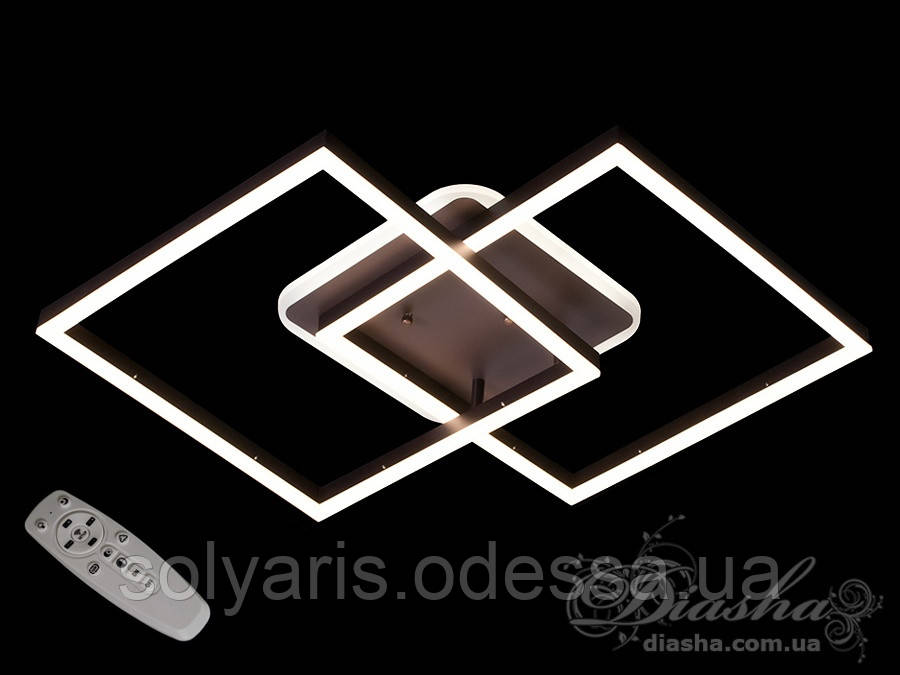 Стельова LED-люстра з діммером і підсвічуванням, 85W A3005/2CF LED dimmer (білий,чорний