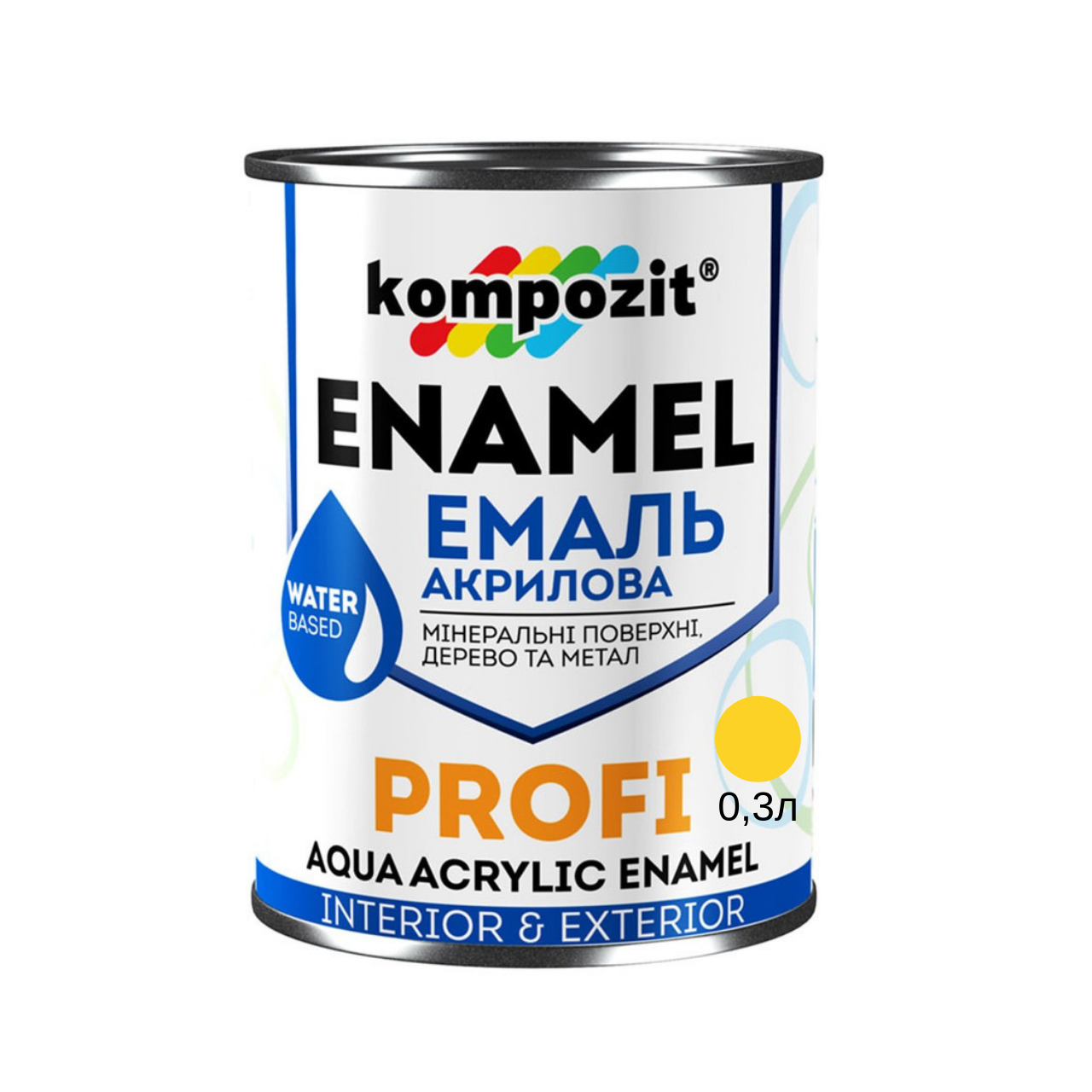 Акрилова емаль Kompozit Profi жовтий глянець 0.3л