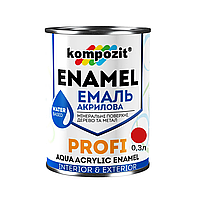 Акриловая эмаль Kompozit Profi красный глянец 0.3л