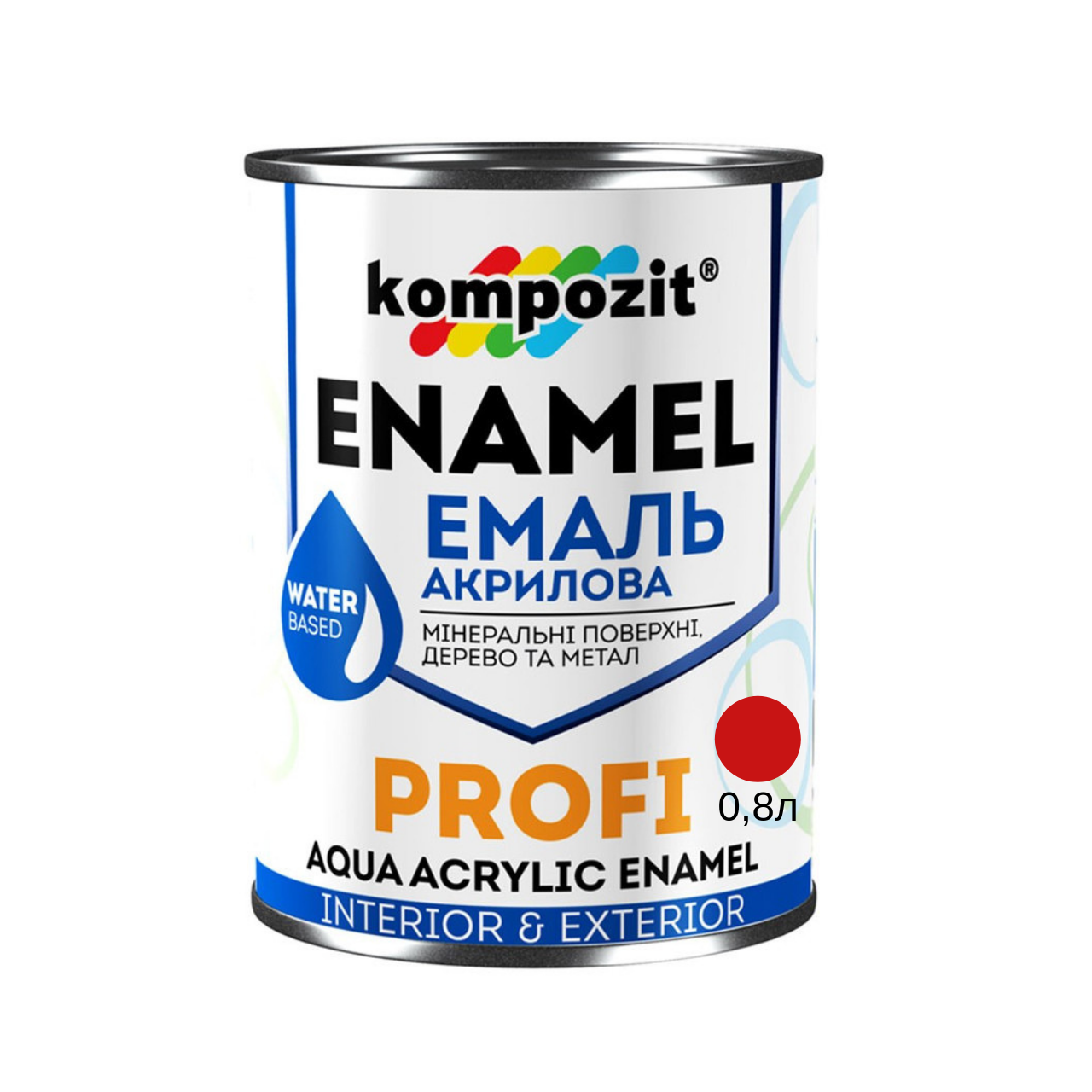 Акрилова емаль Kompozit Profi червоний глянець 0.7л