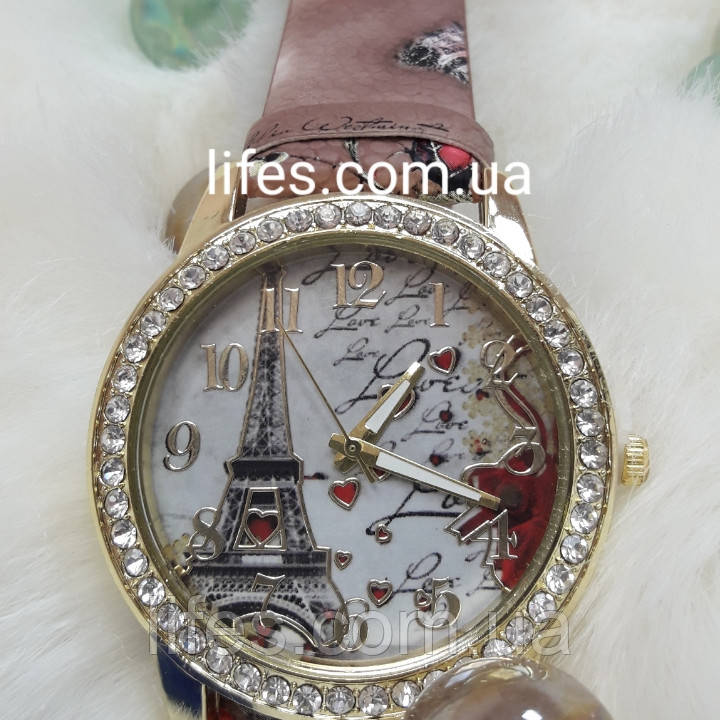 Жіночий годинник: SUSENSTONE Коричневий ремінець із квітковим принтом