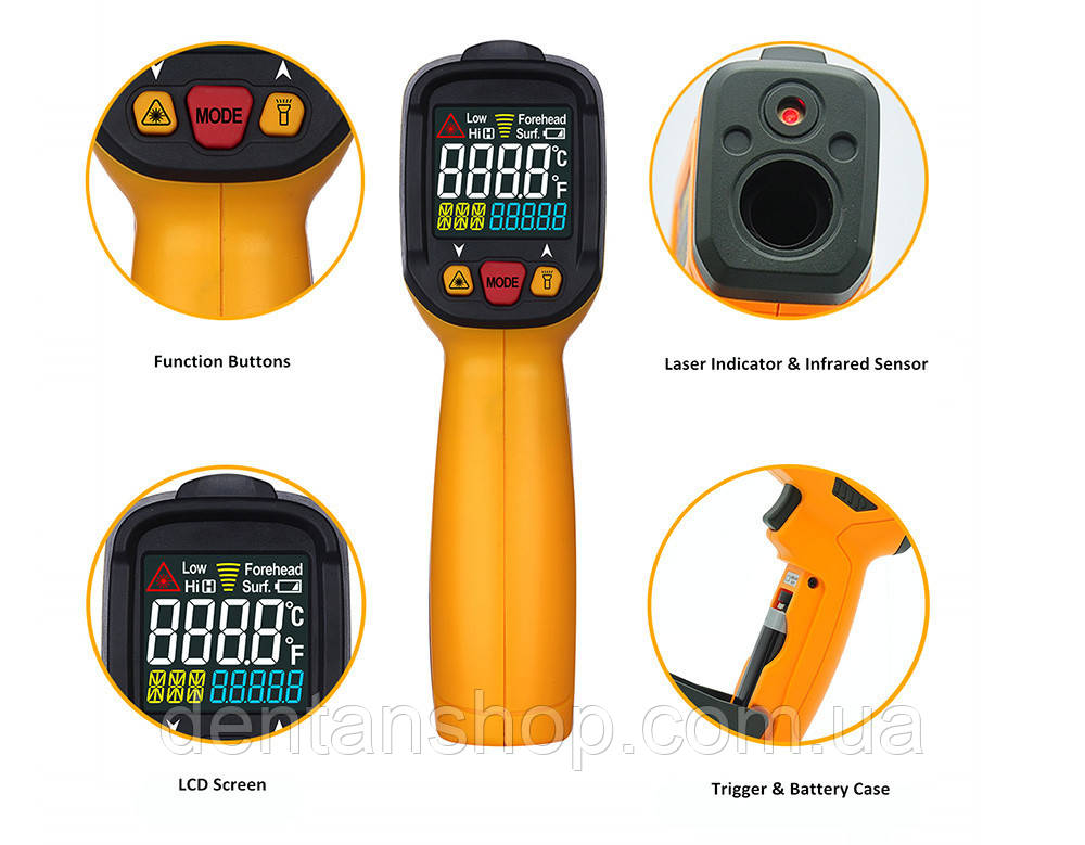 Пирометр PeakMeter PM6530C (IR :-50...+800°C; Термопара: -40...+1000 °C) DS:12:1; EMS:0,1-1,00 - фото 8 - id-p961825032