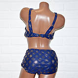 Купальник 62 розмір (8XL), синій із золотистим блиском, для великого бюста, роздільний, без кісточок, фото 2