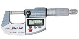 Мікрометр цифровий Shahe 0-25 mm / 0-1"0.001 (5203-25) у водозахищеному металевому корпусі IP 65