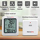 Термогігрометр ThermoPro TP60S (-20...+70°C; 10-99%; ±1°С; ±2%) з дистанційним датчиком T° (до 60 метро, фото 3