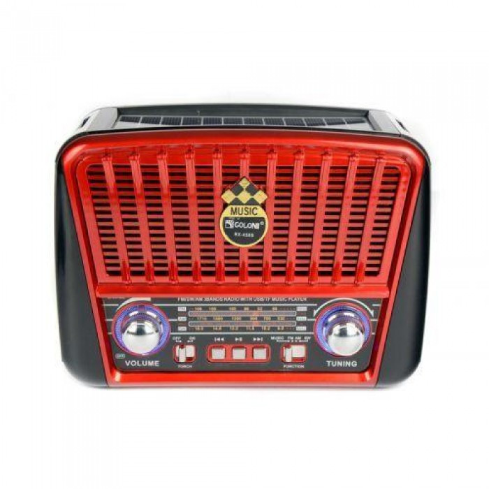 Радіоприймач Golon RX-456S + Bluetooth і сонячною панеллю Червоний