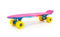 Скейтборд пластиковый Penny ABSTRACT 22in с рисунком и цветными болтами (розовый)