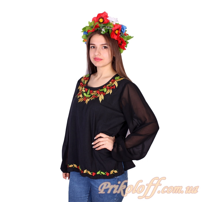 Вишиванка українська чорна, жіноча. р.60