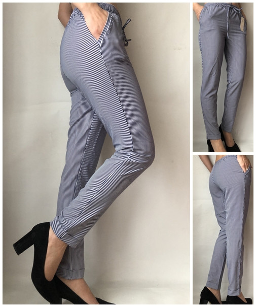 Літні жіночі штани штани молодіжні Султанки А17 синя смужка