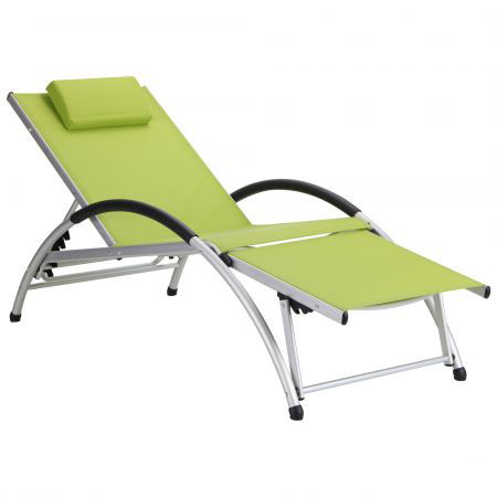 Крісло шезлонг алюмінієвий із текстилену для відпочинку, засмаги, терас, дому, дачі Wave алюм/зелений AMF