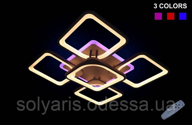 Стельова LED-люстра з димером і підсвіткою, 125 W 5543/4+1CF LED 3color dimmer (коричневий, чорний, білий)