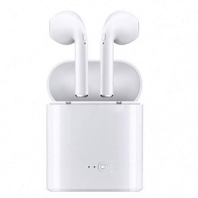 Бездротові Bluetooth-навушники, гарнітура i7-TWS з кейсом, білі, фото 1