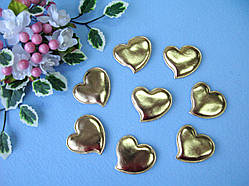 Патчі сердечка золоті з еко-шкіри d - 5 см