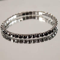 Браслет 1 ряд, чорні стрази