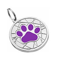 Эмалированные адресники с гравировкой для собак и котов в форме "Лапка" (13 ЦВЕТОВ) фиолетовый, L