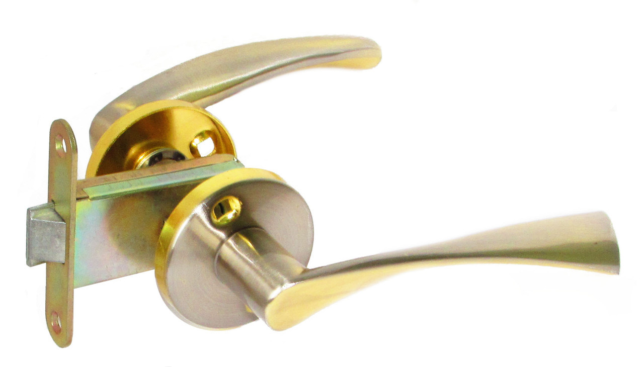 Дверні ручки з клямкою Fortezi A-16012 Нікель/Золото, фото 1