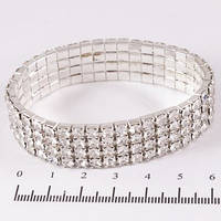 Браслет 4 ряди, білі стрази