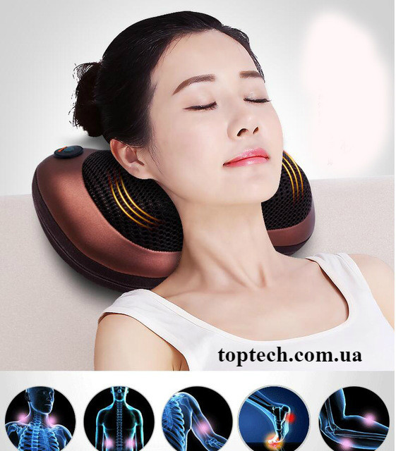 Портативний роликовий масажер в авто і для будинку HOME CAR MASAGE PILLOW brown