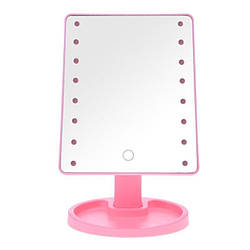 Дзеркало для макіяжу з LED-підсвіткою Large Led Mirror 16 LED (5308) Рожевий