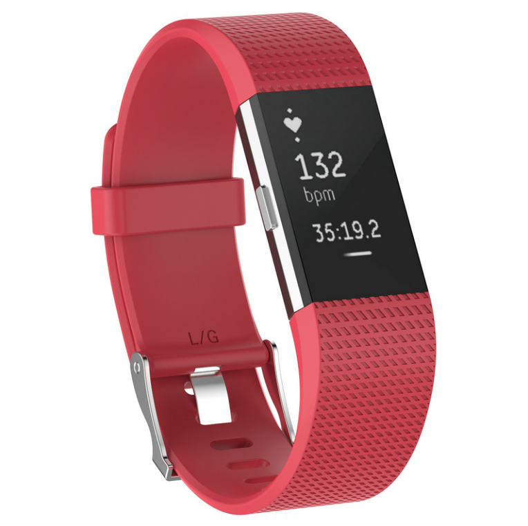 Силіконовий ремінець для фітнес браслета Fitbit Charge 2 розмір L- Red