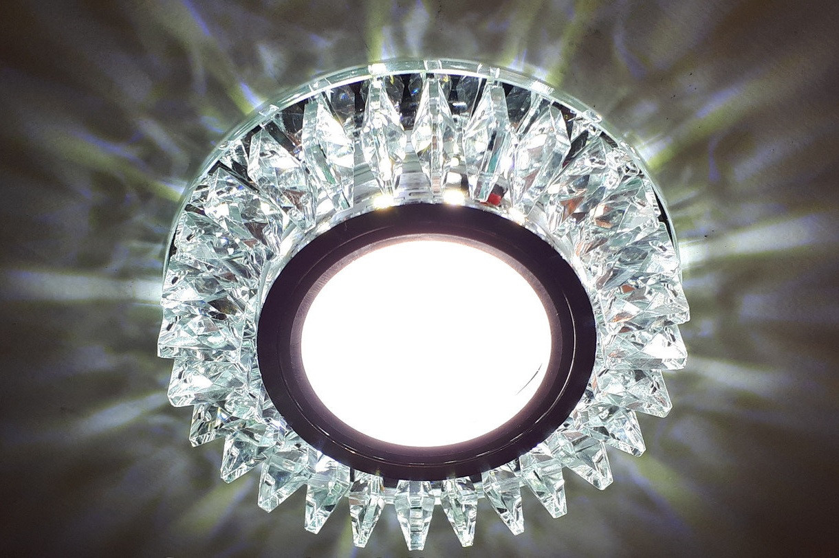 Декоративний вбудований світильник Feron CD2540 прозорий з led-підсвіткою SMD3014 12leds (6500 К)