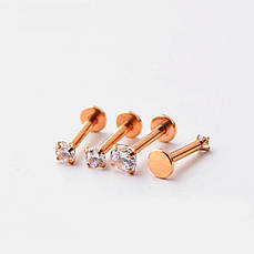 Лабрет із каменем медична сталь золотистий