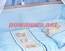 Комплект дитячої постільної білизни (дитячої постелі) "Ведмедик в колі": наволочка, простирадло, пододельник