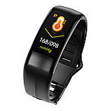 Розумний фітнес-браслет Jiks Fit lite з тонометром і ЕКГ (Чорний), фото 2