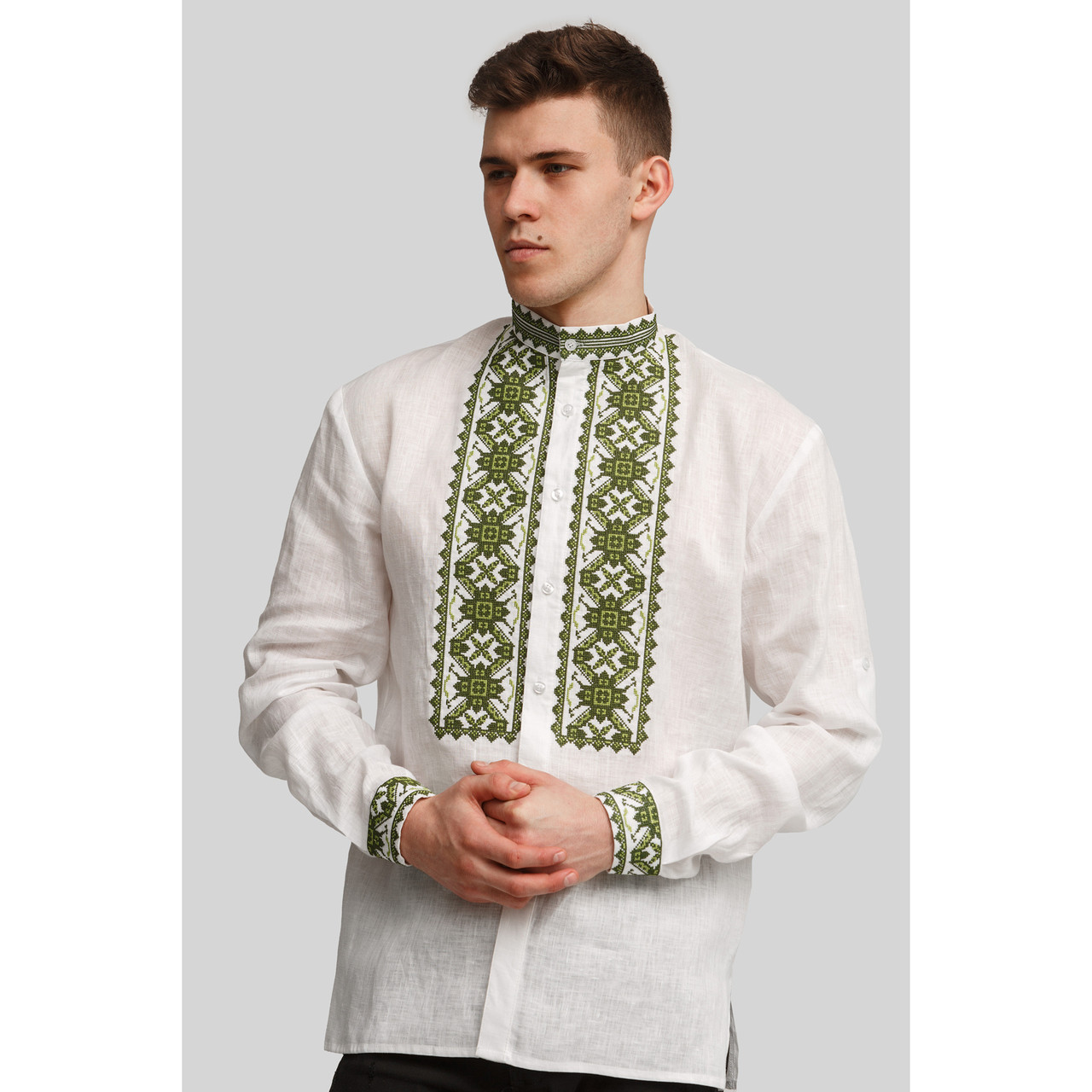 Чоловіча біла вишита сорочка вишиванка White 5